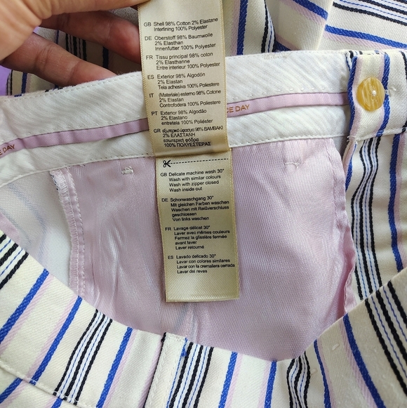 Scotch & Soda women's Lowry slim-leg mid-rise striped white dress pants sz 27. - Picture 11 of 17